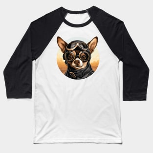 Chihuaha Dog Funny Pilot Baseball T-Shirt